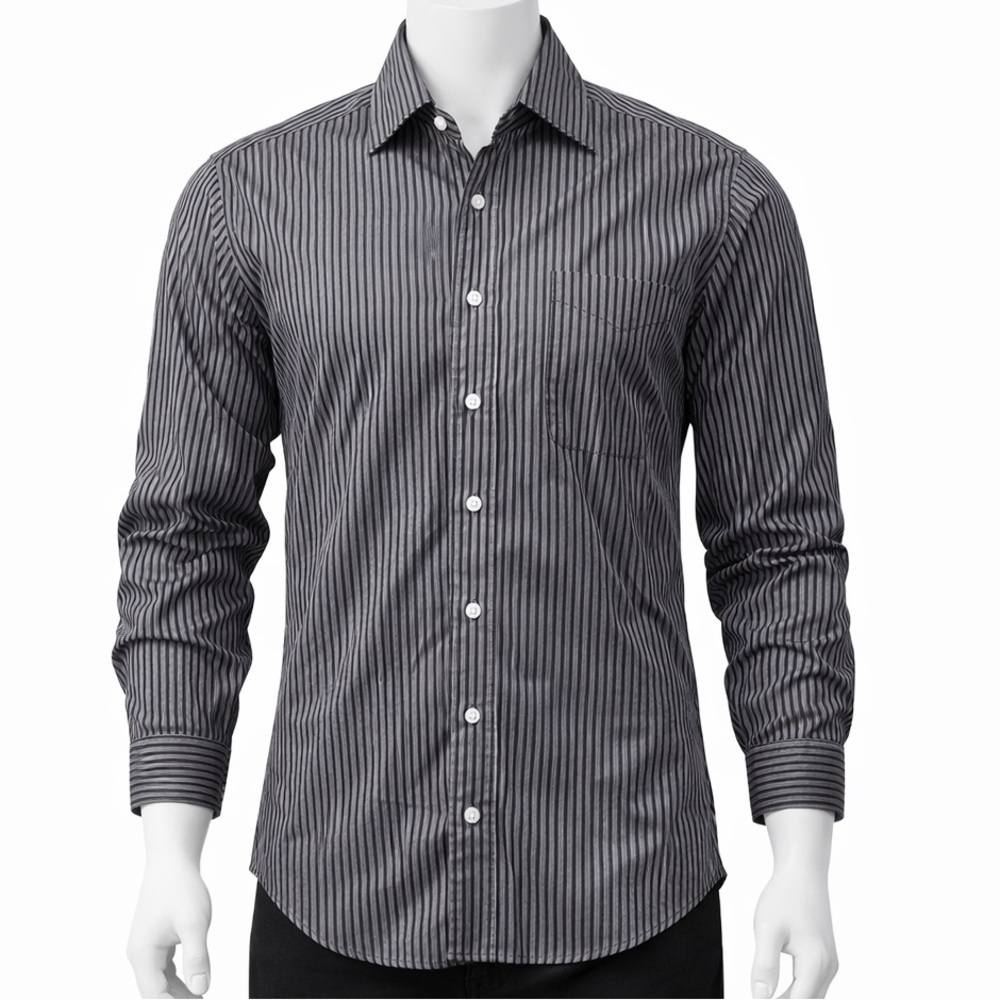 Pierre Cardin Striped Button-Up Dress Shirt – Men’s Size S